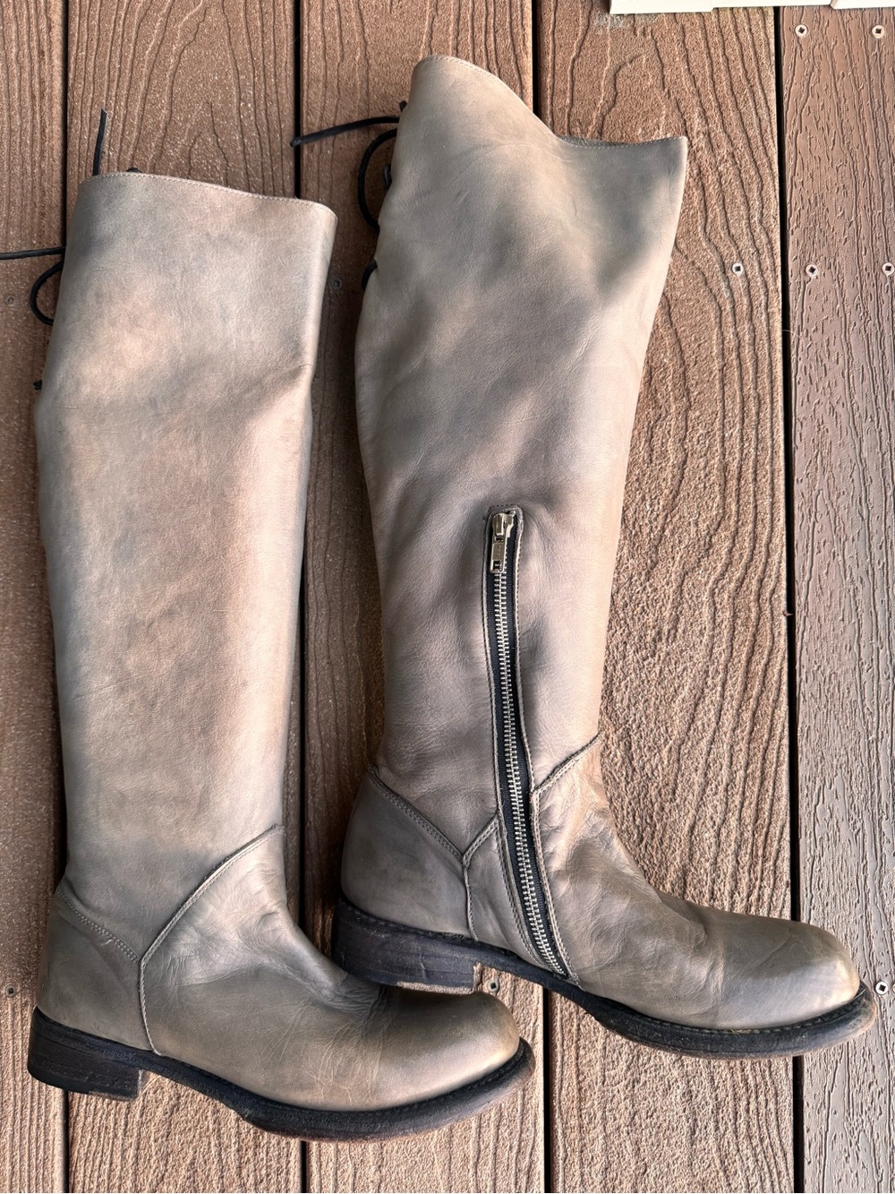 Bed Stu Cobbler Series Manchester Gray Leather Riding Boots Womens Size 9